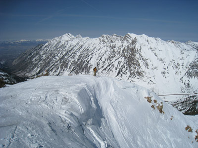 Chapter 9: The author ready to ski Mount Baldy’s Main Chute on March 28, 2010. Photograph © Steve.